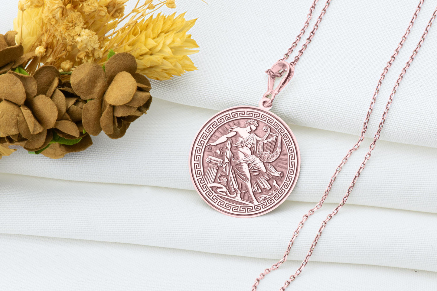 Apollo Necklace: Greek God Pendant, Sun Amulet, Gold Jewelry