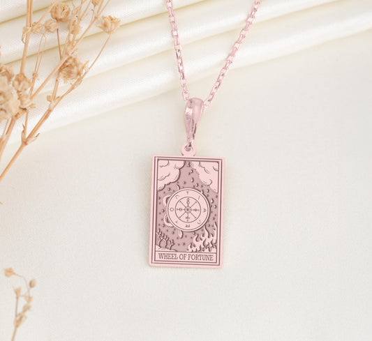 Wheel of Fortune Tarot Pendant: Major Arcana Necklace, Destiny Amulet