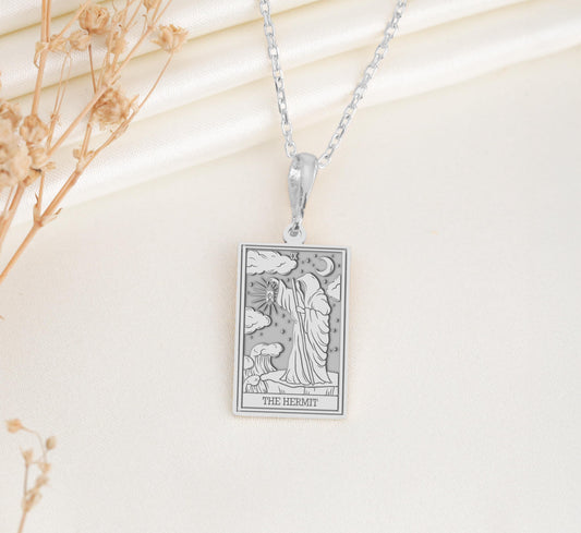 The Hermit Tarot Card Pendant Necklace