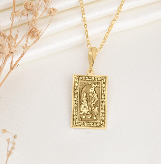 Alice in Wonderland Pendant: Storybook Necklace, Wonderland Charm, Curiosity Symbol Amulet