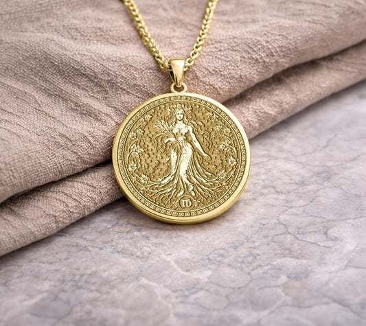 Virgo Zodiac Pendant Necklace: Inspired by Demeter, Persephone, and Astraea