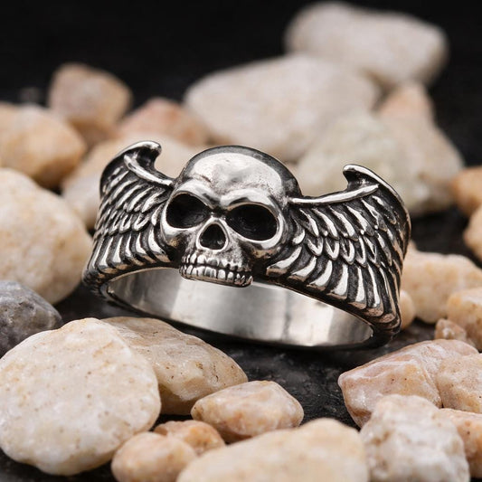 Winged Skull Sterling Silver Ring: Gothic Symbol of Freedom, Mortality, and Rebellion