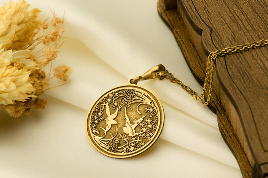 Sakura & Dove Pendant: Japanese Blossom Necklace, Nature Amulet, Light Spirit Charm, Harmony Talisman