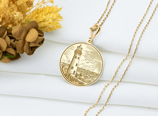 Sterling Silver Lighthouse Pendant - Nautical Beacon Necklace