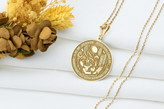 Thoth Pendant: Egyptian God of Wisdom Necklace, Sacred Moon Charm