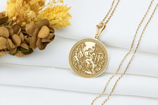 Venus and Cupid Pendant: Roman Love Goddess Necklace, Sacred Heart Charm, Ancient Desire Talisman