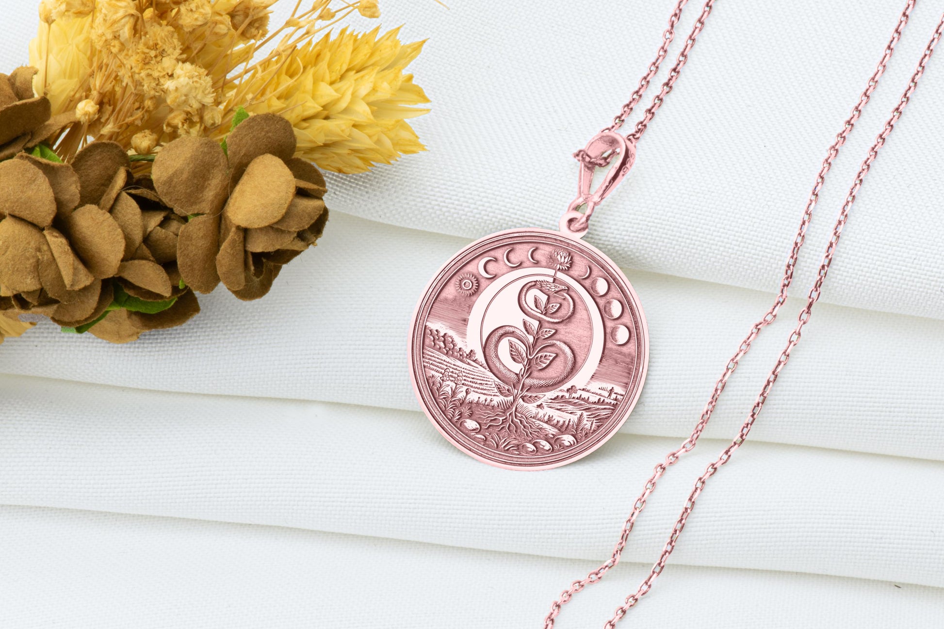 Caduceus Ouroboros Pendant: Alchemy Necklace, Healing Charm, Duality  Amulet