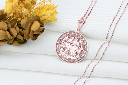Sappho and Erinna Pendant: Greek Poet Lovers Necklace, Sacred Sapphic Bond Charm