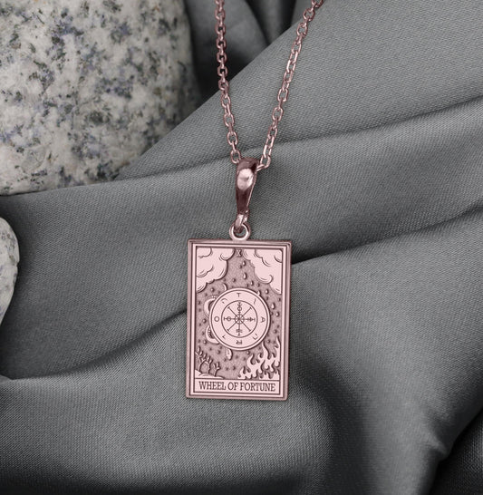Wheel of Fortune Tarot Pendant: Major Arcana Necklace, Destiny Amulet