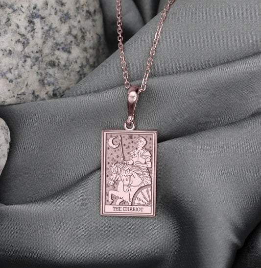 The Chariot Tarot Card Necklace: Willpower Pendant, Strength Charm