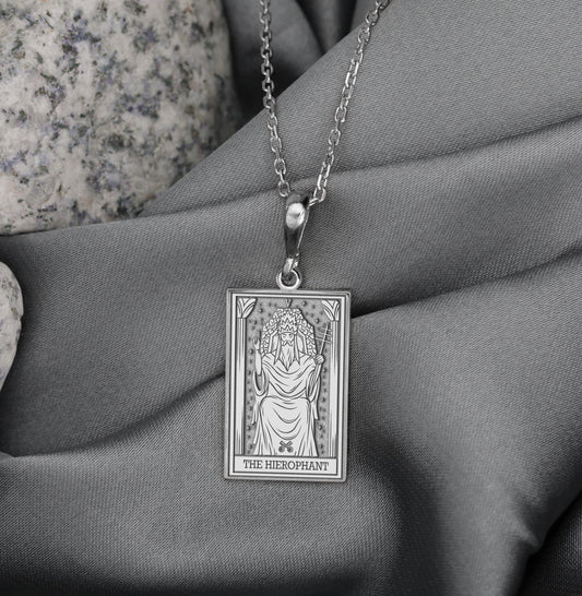 The Hierophant Tarot Card Pendant: Major Arcana Necklace, Knowledge Amulet