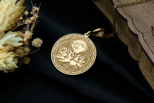 Witch Circle Pendant: Coven Gathering Necklace, Occult Amulet