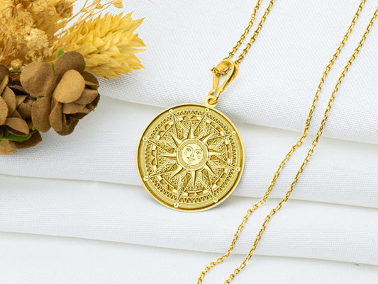 Sun Compass Pendant Necklace