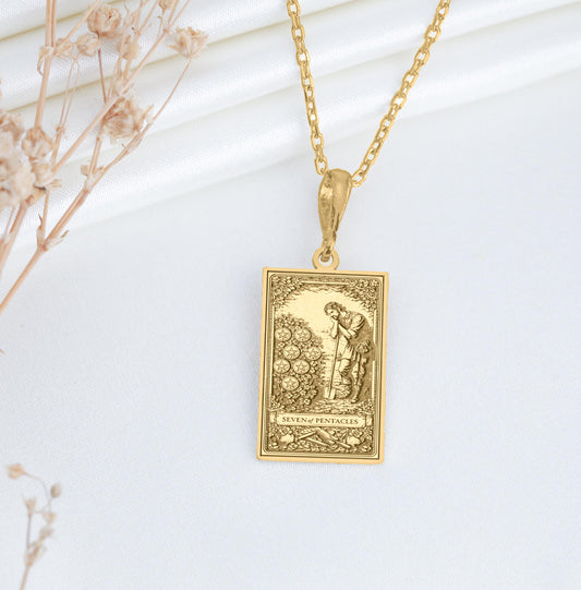Seven of Pentacles Charm Pendant
