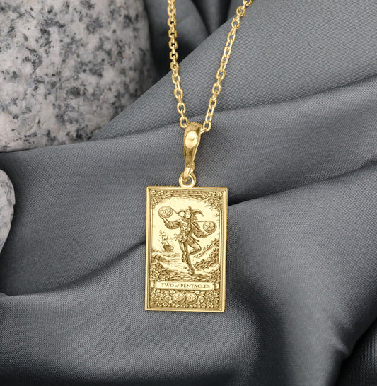 Two of Pentacles Pendant Necklace