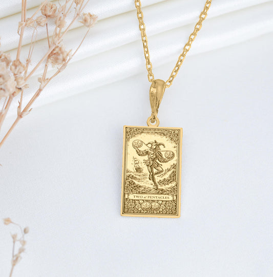 Two of Pentacles Pendant Necklace