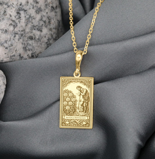 Seven of Pentacles Charm Pendant