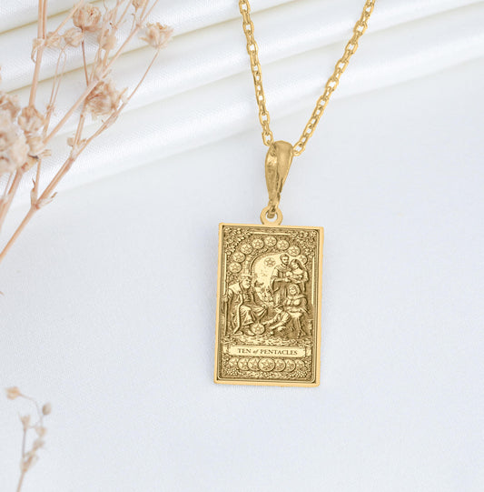 Ten of Pentacles Pendant Necklace