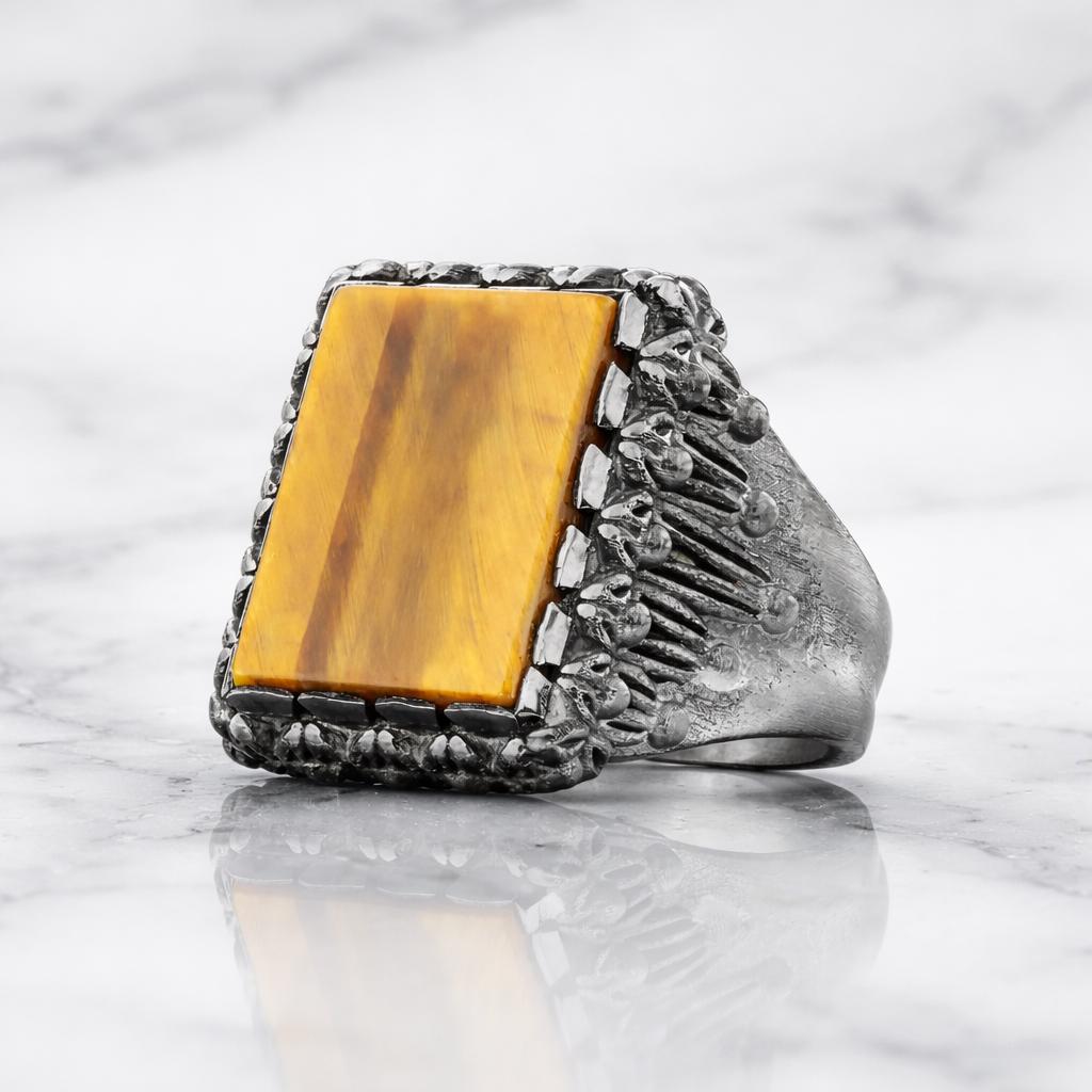 Tiger Eye Stone Silver Ring