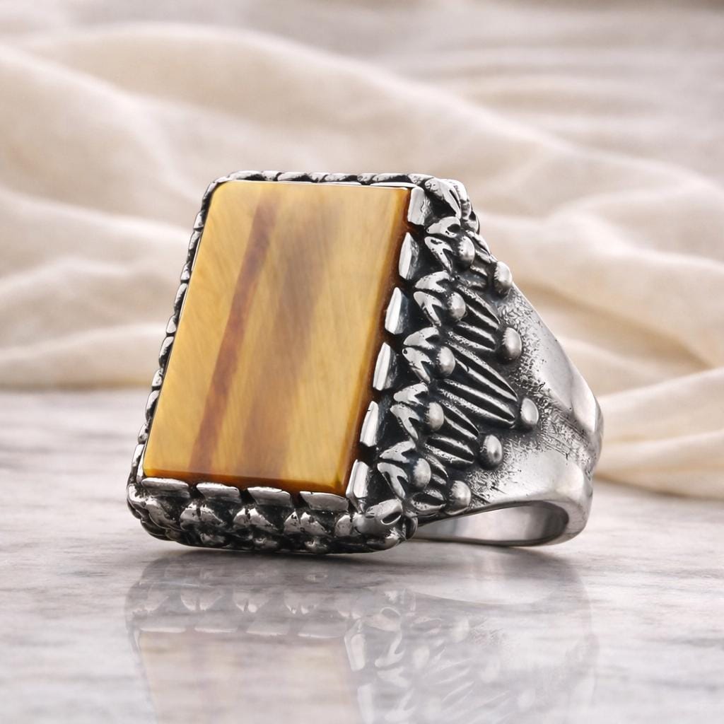Tiger Eye Stone Silver Ring