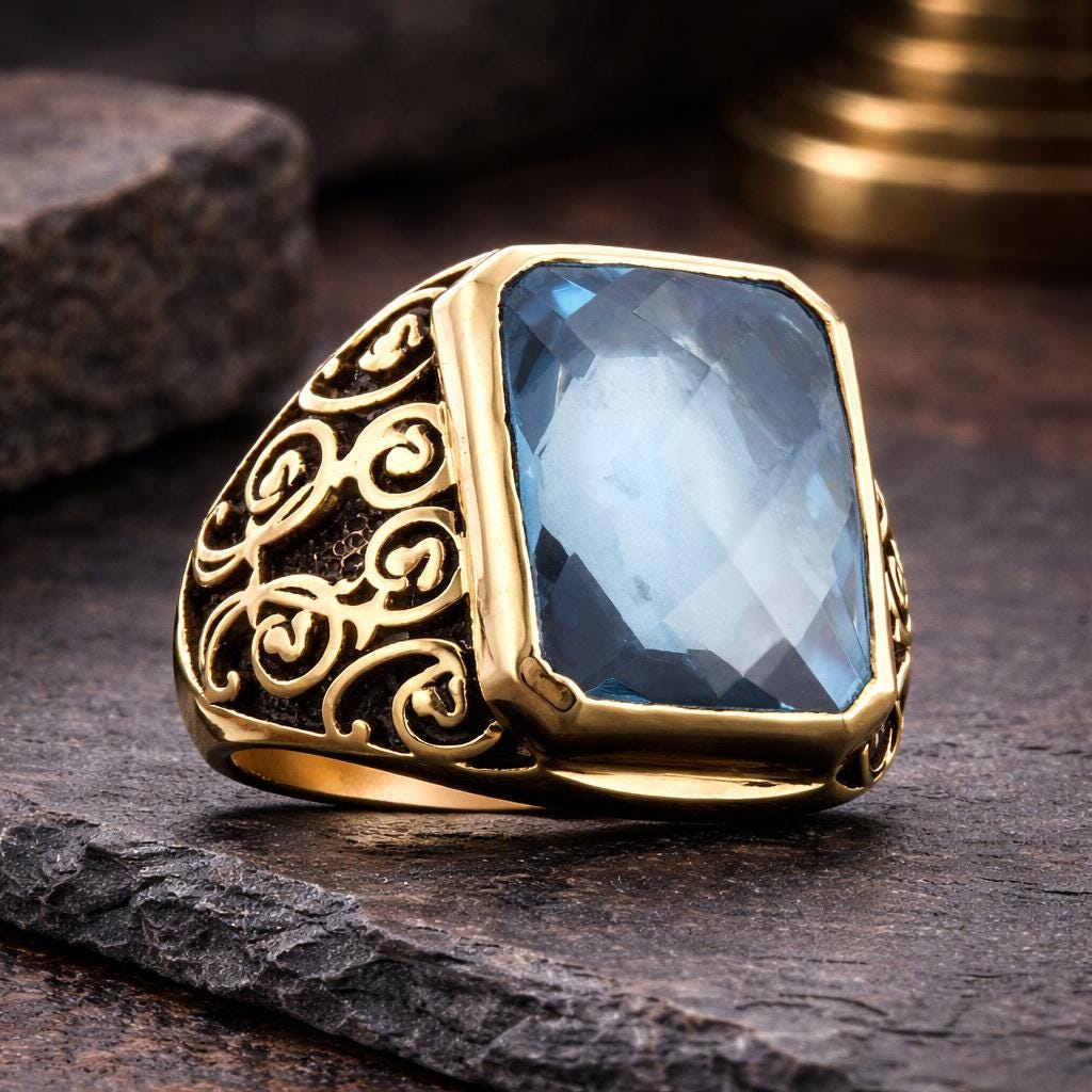 Blue Spinel Stone Silver Ring
