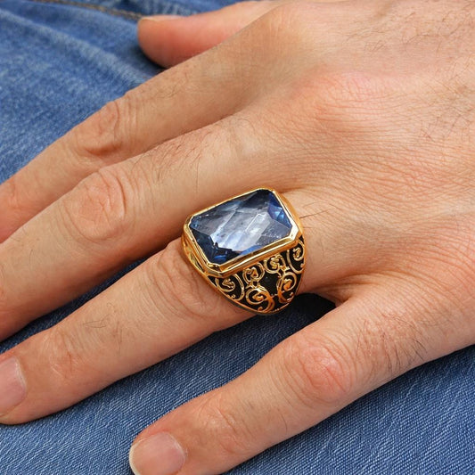 Blue Spinel Stone Silver Ring