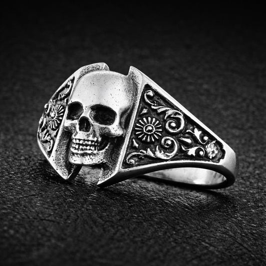 Skull Motif Sterling Silver Ring: Gothic Symbol of Mortality and Bold Identity